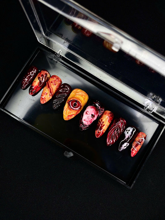 Halloween Press On Nails, Dark Nails, Custom Nails, Handmade Nails.